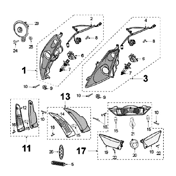 Koplamp - Achterlicht - Knipperlichten Peugeot Jet Force 50 2-takt LC zwart