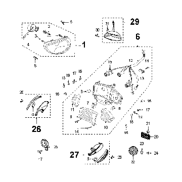 Koplamp - Achterlicht - Knipperlichten Peugeot V-Clic 50 4-takt AC Zwart
