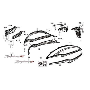 Kappen - Beplating Sym Symphony ST 125i 4-takt Euro 4 zwart (BK-7C)
