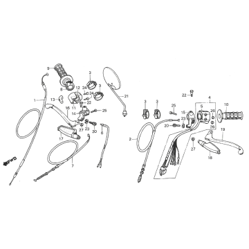 Remhendels - Handvatten - Spiegels - Kabels Honda MTX 50/ MTX 80