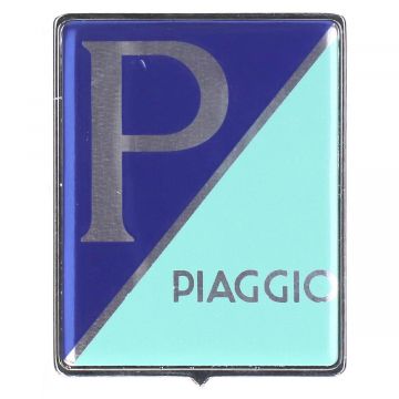 Logo klikbaar (Piaggio) rechthoek blauw/chroom Vespa Primavera/Sprint/LX/LXV/S/SXL/VXL/Elettrica/PX/GTV/GTS/GT/946/ET2/ET4/Granturismo 576464 origineel