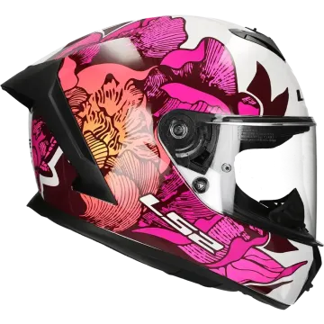 Integraalhelm LS2 Rapid III Poppies II FF820 wit / roze