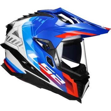 Adventurehelm LS2 Explorer Hexa MX701 wit / blauw / rood