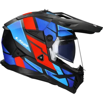 Adventurehelm LS2 Pioneer II Block MX702 zwart / rood / blauw