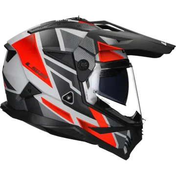 Adventurehelm LS2 Pioneer II Block MX702 grijs / rood