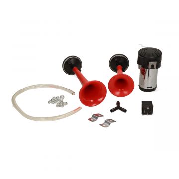 Luchthoorn 12v universeel compleet 2-hoorns Elec