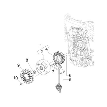 Ontsteking - Stator - Vliegwiel Piaggio New Fly 4-takt 2V