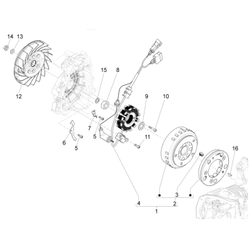 Ontsteking - Stator - Vliegwiel Vespa Primavera 125 3V IE ABS