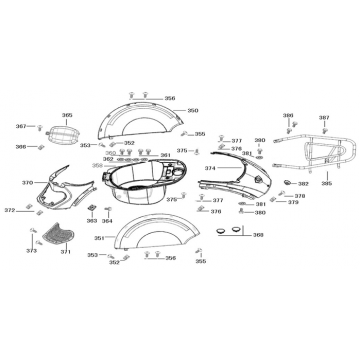 Motorschermen - Helmbak - Achterdrager China Star 50 rood wit