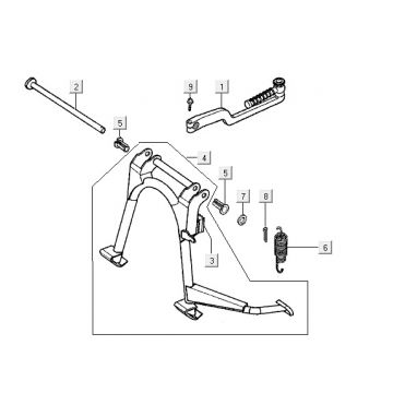 Middenstandaard - Zijstandaard - Kickstartpedaal Kymco Super9 50 2-takt LC oud model matzwart-zilver