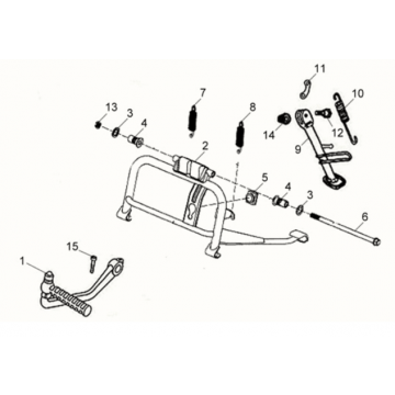 Middenstandaard/ zijstandaard/ kickstarter pedaal Sym Fiddle II 125S