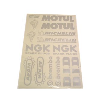 Stickerset Michelin/Motul/NGK Brembo zilver/grijs 15-delig MKX