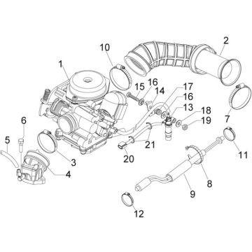 Carburateur - Inlaatspruitstuk Piaggio New Fly 50 4-takt 4V AC
