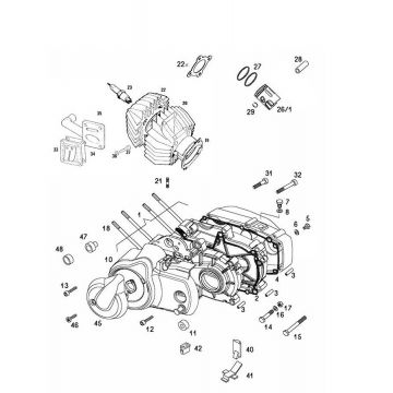 Carter - Cilinder - Zuiger - Cilinderkop - Bougie Tomos Flexer Ex 50 2-takt Elektrische start