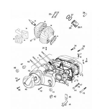 Carter - Cilinder - Zuiger - Cilinderkop - Bougie Tomos Quadro 50 2-takt Elektrische start