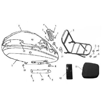 Motorschermen - Achterdrager AGM Retro ←2013 zwart