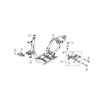 Frame - Motorophanging Kymco DJ 2-takt Zilver