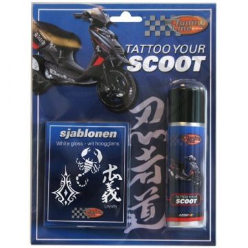 Spuitbus (Tattoo your scooter) tribe hoogglans wit 50ml Motip