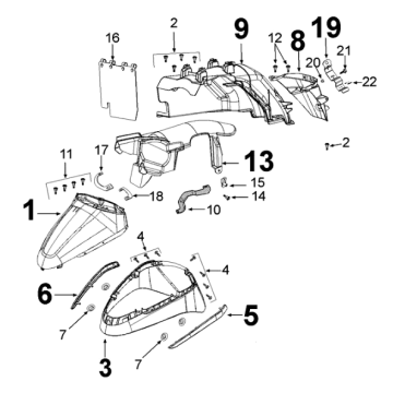 Mudguard Peugeot Django 125 EFI E4 2018-2020 MAD GREY (I2)