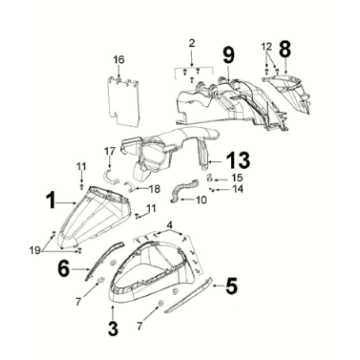 Mudguard Peugeot Django 125 EFI E5 2021-2022 MILKY WHITE/ DRAGON RED (G9)