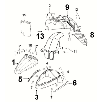 Mudguard Peugeot Django 4-takt E5 Deep Ocean Blue/ Mad Grey (S5)