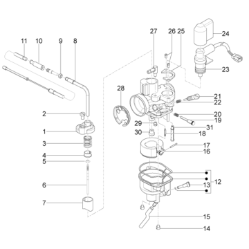 Carburateur onderdelen Piaggio Typhoon 50 2-takt AC Euro 3 2011