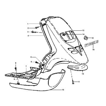 Voorkap - Onderspoiler Piaggio Typhoon 50 2-takt AC 1998-2005