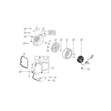 Ontsteking - Stator - Vliegwiel - Koelkappen Kymco Super8 50 4-takt 2007-2009 Rood zwart