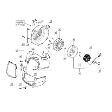 Ontsteking - Stator - Vliegwiel - Koelkappen Kymco Agility 12' 4-takt zwart