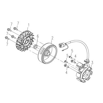 Ontsteking - Stator - Vliegwiel - Koelvin 3B3 50 4-takt AC Euro 4 2018→ partsproduct-Ontsteking-Koelvin-Rover-Fun-4-takt