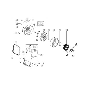 Ontsteking - Stator - Vliegwiel - Koelkappen Kymco Super8 Street 50 4-takt rood