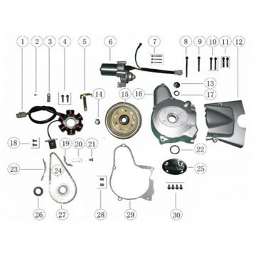 Ontsteking - Stator - Vliegwiel - Ontstekingsdeksel AGM Caferacer