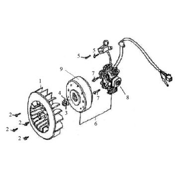 Ontsteking - Stator - Vliegwiel Benzhou Retro 125