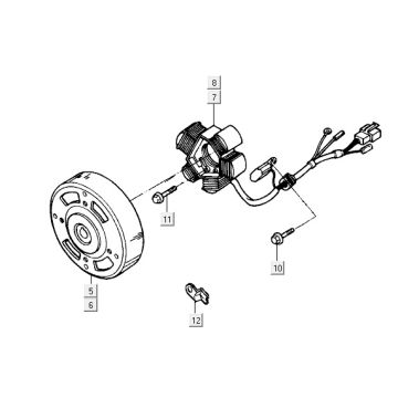 Ontsteking - Stator - Vliegwiel Kymco Super9 50 2-takt LC oud model matzwart-geel