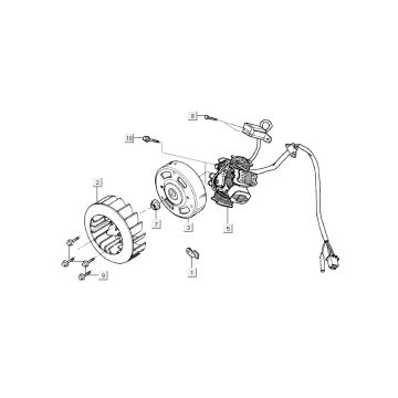 Ontsteking - Stator - Vliegwiel Kymco Super9 50 2-takt AC oud model matzwart geel