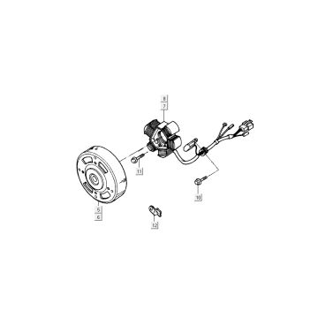 Ontsteking - Stator - Vliegwiel Kymco Super9 2-takt nieuw model zilver