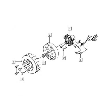 Ontsteking - Stator - Vliegwiel Kymco Yup 50 2-takt AC zilver-oranje