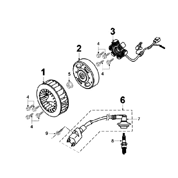 Ontsteking - Stator - Vliegwiel Peugeot Elyseo zwart