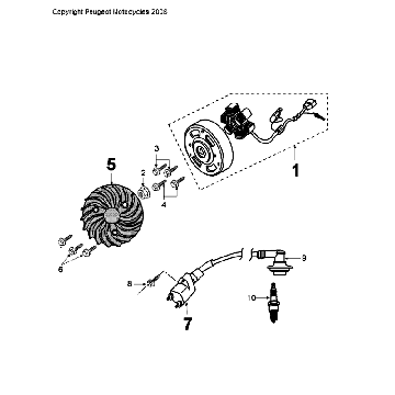Ontsteking - Stator - Vliegwiel - Bobine - Bougie Peugeot Citystar 50 Bruin
