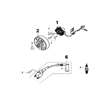 Ontsteking - Stator - Vliegwiel - Bobine - CDI - Bougie Peugeot Speedfight 2 50 2-takt LC zilver