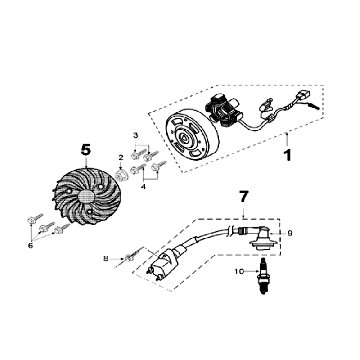 Ontsteking - Stator - Vliegwiel - Bobine - Bougie Peugeot Speedfight 3 50 2-takt AC Blauw