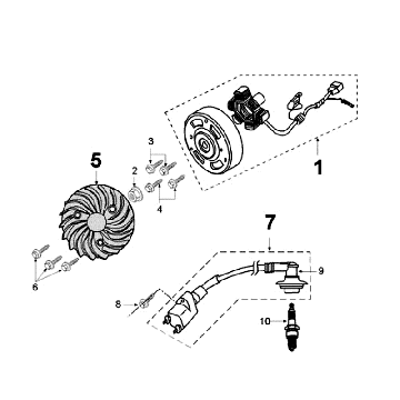Ontsteking - Stator - Vliegwiel - Bobine - Bougie Peugeot Speedfight 3 50 2-takt AC Zwart