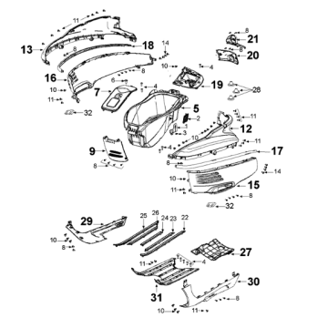 Panels Peugeot Django 125 EFI E4 2018-2020 ORANGE IS THE NEW BLACK (U1)