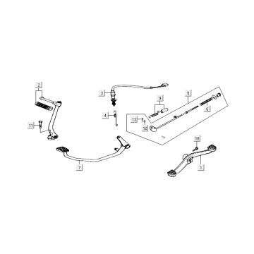 Rempedaal - Kickstartpedaal - Schakelpedaal Kymco Activ 50 4-takt rood-zwart