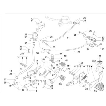 Rempomp - Rempedaal Piaggio MP3 350 Maxi Sport ABS Euro 4 2018-2020