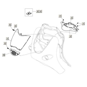 Beplating voorzijde Aprilia Mojito Custom 50 2-takt (Piaggio motor) 2004-2010