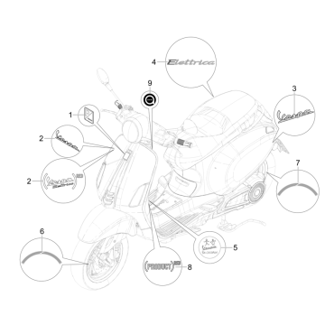 Emblemen - Stickers - Logo Vespa Elettrica 45km/u Euro 5 2021