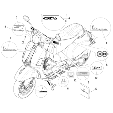 Emblemen - Stickers - Logo Vespa GTS 125 ie ABS Euro 4 2019