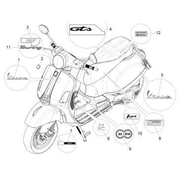 Emblemen - Stickers - Logo Vespa GTS 125 ie ABS Euro 5 2021