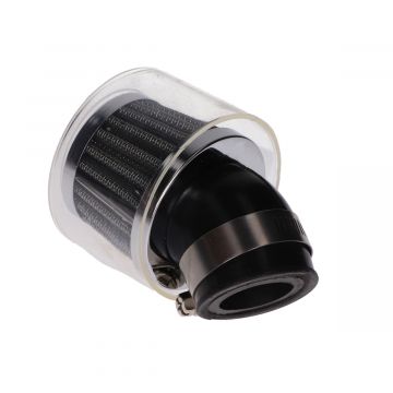 Powerfilter/luchtfilter open aansluiting op carburateur 28/35mm pvc omhulsel transparant